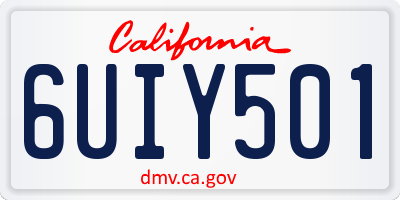 CA license plate 6UIY501