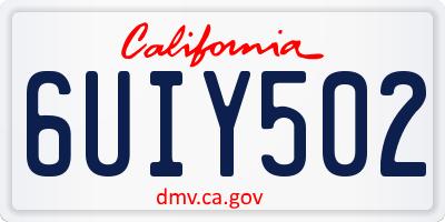 CA license plate 6UIY502