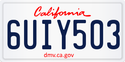 CA license plate 6UIY503