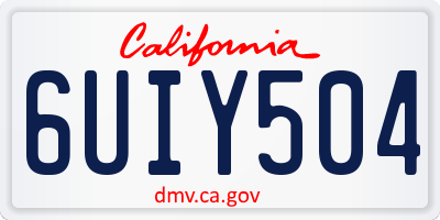 CA license plate 6UIY504