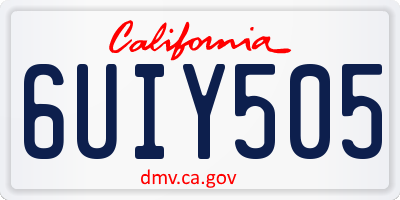CA license plate 6UIY505