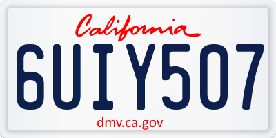 CA license plate 6UIY507