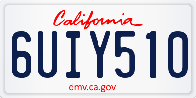 CA license plate 6UIY510