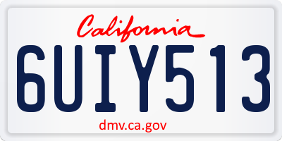 CA license plate 6UIY513