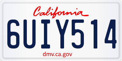 CA license plate 6UIY514