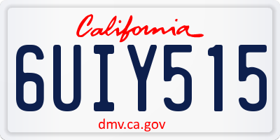 CA license plate 6UIY515