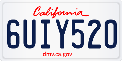 CA license plate 6UIY520