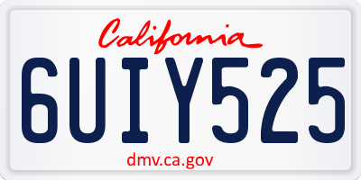 CA license plate 6UIY525