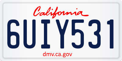 CA license plate 6UIY531