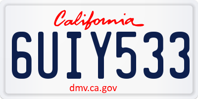CA license plate 6UIY533
