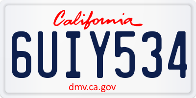 CA license plate 6UIY534