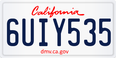 CA license plate 6UIY535