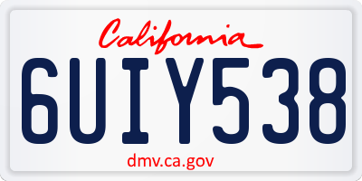 CA license plate 6UIY538