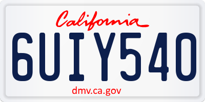 CA license plate 6UIY540