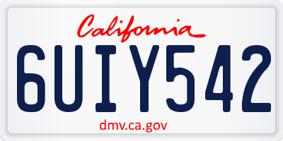 CA license plate 6UIY542