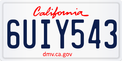 CA license plate 6UIY543