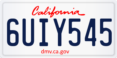 CA license plate 6UIY545