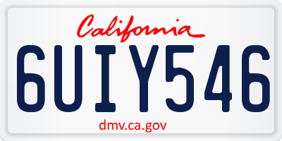 CA license plate 6UIY546