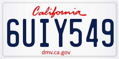 CA license plate 6UIY549