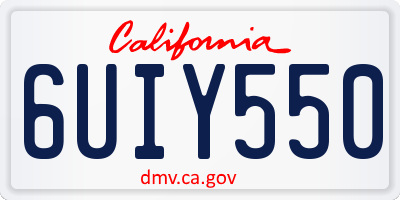 CA license plate 6UIY550