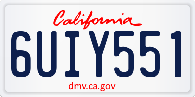 CA license plate 6UIY551