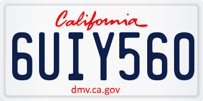 CA license plate 6UIY560