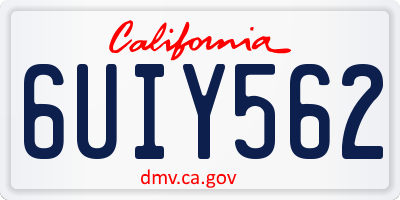 CA license plate 6UIY562