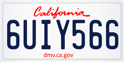 CA license plate 6UIY566