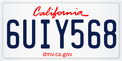 CA license plate 6UIY568