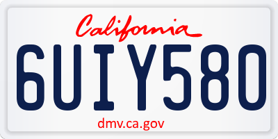 CA license plate 6UIY580