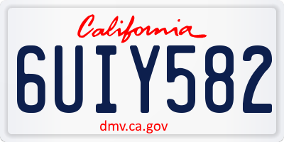 CA license plate 6UIY582
