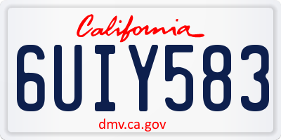CA license plate 6UIY583