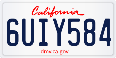 CA license plate 6UIY584