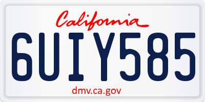 CA license plate 6UIY585