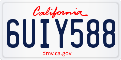 CA license plate 6UIY588