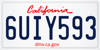 CA license plate 6UIY593