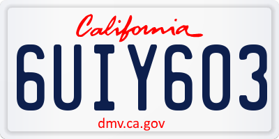 CA license plate 6UIY603