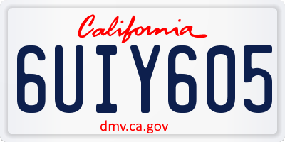 CA license plate 6UIY605