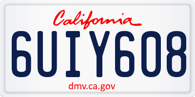 CA license plate 6UIY608