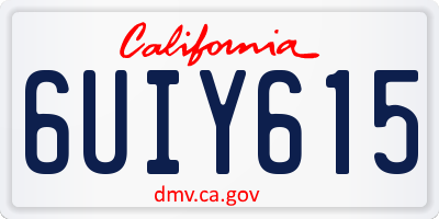 CA license plate 6UIY615