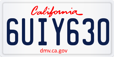 CA license plate 6UIY630