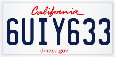 CA license plate 6UIY633