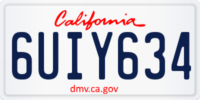 CA license plate 6UIY634