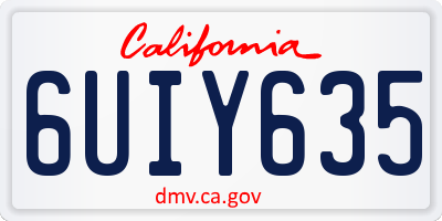 CA license plate 6UIY635