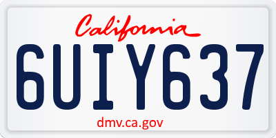 CA license plate 6UIY637