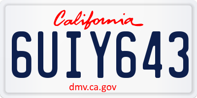 CA license plate 6UIY643