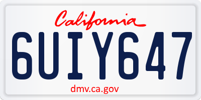 CA license plate 6UIY647
