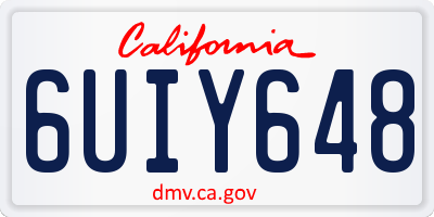 CA license plate 6UIY648