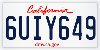 CA license plate 6UIY649