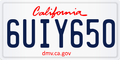 CA license plate 6UIY650